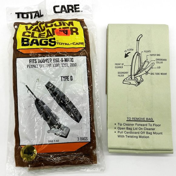 4-pack Vintage Hoover Type D Upright Dial-A-Matic Vacuum Cleaner Refill Bags - Picture 1 of 2